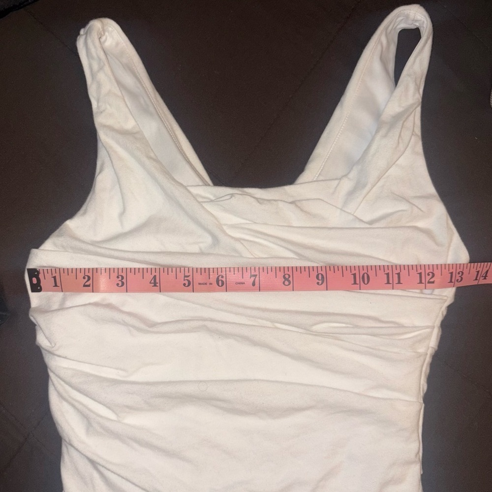 Express White Ruched Square-Neck Tank - Picture 6 of 8